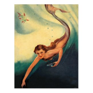 Kitsch Vintage Deco Soda Ad Mermaid Post Card
