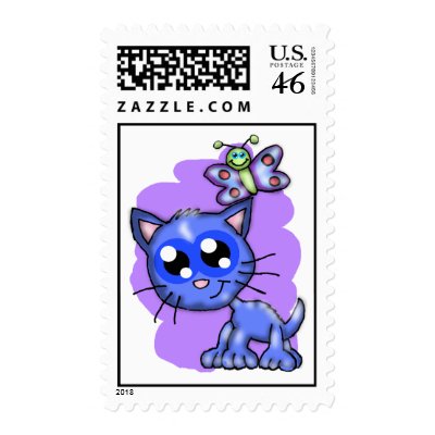 Kitten and Butterfly Postage by Rajee1