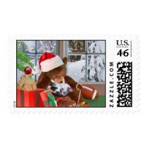 Kitten and Teddy Bear Christmas Dreams Postage