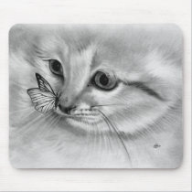 Kitten Butterfly Mousepad mousepads