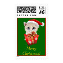 Kitten Christmas Santa with Gift postage Stamp