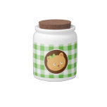 Kitten; Green Gingham Candy Dish