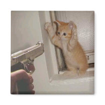 Kitten held at gunpoint! magnets by swingbabyswing Kitten held at gunpoint! magnets