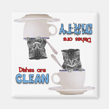 Kitten In A Cup Cat Lovers Dishwasher Magnet