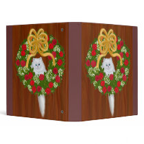 Kitten in Holiday Wreath Avery Binder by twopurringcats Kitten in Holiday Wreath Avery Binder