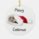 Kitten in Santa Hat Christmas Ornaments
