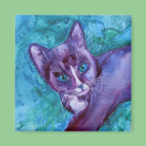 Kitten Magnet - "Purple Tuxedo" magnets