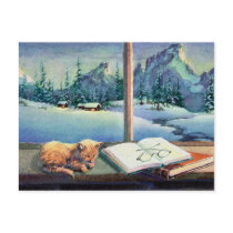KITTEN on the SILL by SHARON SHARPE postcards