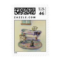 KITTEN on the TUB by SHARON SHARPE Postage Stamp
