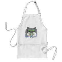 Kitten Paws Christmas Green Light String Apron