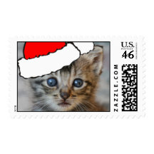Kitten santa hat stamp