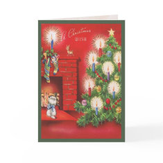 Kitten Waiting for Christmas Morning Card card
