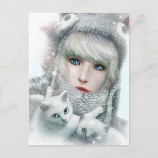 Kitten Winter postcard