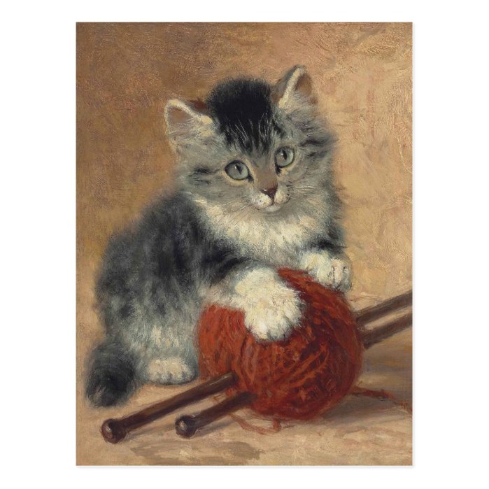 Kitten with a ball of wool CC0194 Ronner-Knip Postcard
