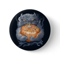 kitten with pumpkin Button