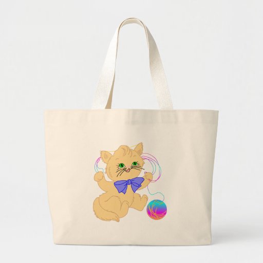 Kitten with yarn-1-T Canvas Bags