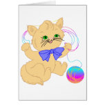 Kitten with yarn-1-T Greeting Card