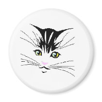 kitten with yellow eyes pink nose by Wendy C Allen magnets