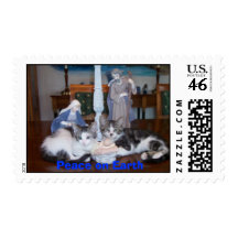 Kittens and Jesus Postage Stamp