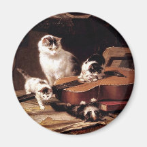 Kittens cat playing with guitar naughty cute magnets