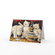 kittens enjoying a cat feast card