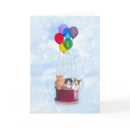 Kittens Hot Air Balloon Greeting Card
