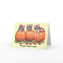 Kittens on Pumpkins for Halloween Greeting Card