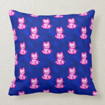 Kittens Pink, Velvet Blue American MoJo Pillow pillows
