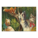 Kittens, Squirrel , Tree, Greeting Card
