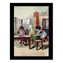 Kittens Washing Their Mittens Post Cards