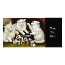 kittens with letter blocks photo greeting card