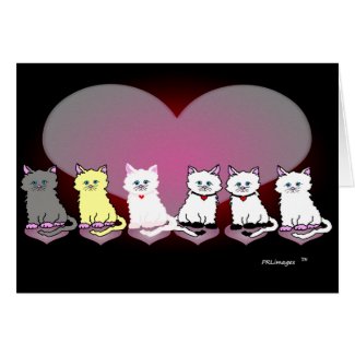 Kitties In A Row Valentine Greeting Card