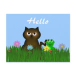 Kitty and Frog Hello Postcard