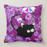 Kitty & Birds Throw Pillow pillows