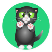 Kitty - Black Shorthair Round Stickers