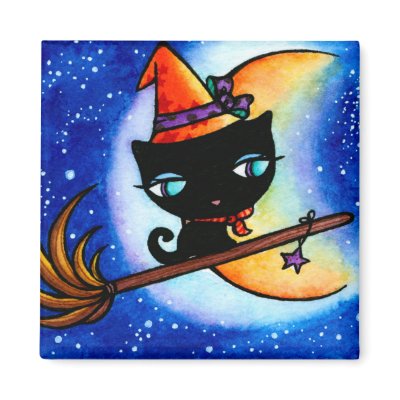 Kitty Bobbin Rides the Milky Way Cat Magnet