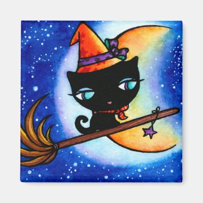 Kitty Bobbin Rides the Milky Way Cat Magnet