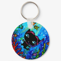 Kitty Bobbin Swims with the Fishes Keychain by hannahdisney Kitty Bobbin Swims with the Fishes Keychain