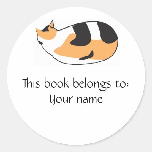 Kitty Book label Round Stickers