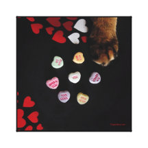 Kitty Candy Hearts 8"x8" Wrapped Canvas Canvas Print