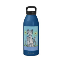 Kitty Cat and Kitty Kitten - gray and white water bottles
