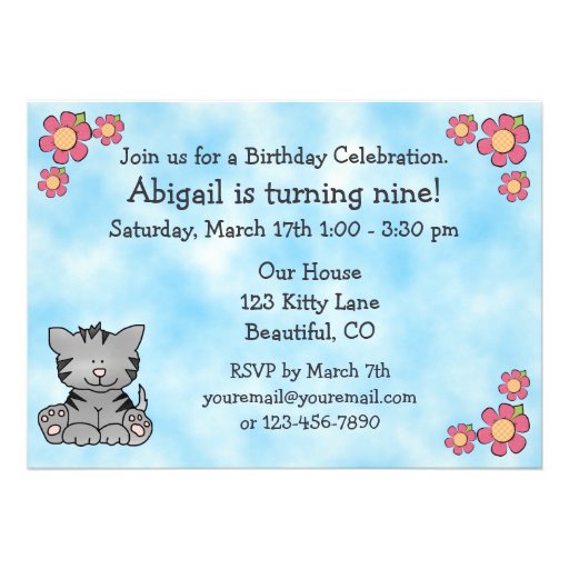 Kitty Cat Birthday Invitation