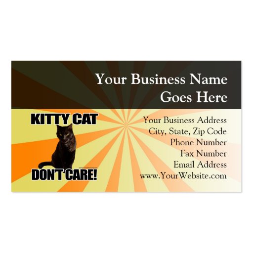 Kitty Cat Don't Care Business Card (front side)