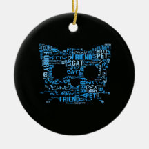 Kitty Cat Feline Furry Friend Typography Art Christmas Tree Ornaments