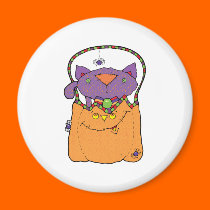 kitty cat in pumkin bag magnets
