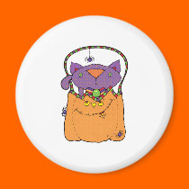 kitty cat in pumkin bag magnets