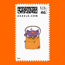 kitty cat in pumkin bag stamps
