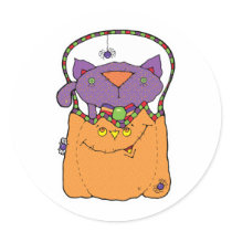 kitty cat in pumkin bag stickers