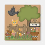 Kitty Cat In the Garden Fridge Magnets