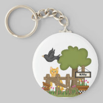 Kitty Cat In the Garden keychains